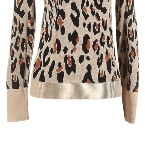 🌺 A New Day Leopard Print Tan Stretchy Pullover Sweater Size XL Soft Knit - Picture 5 of 9